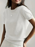 New round neck short-sleeved knit sweater