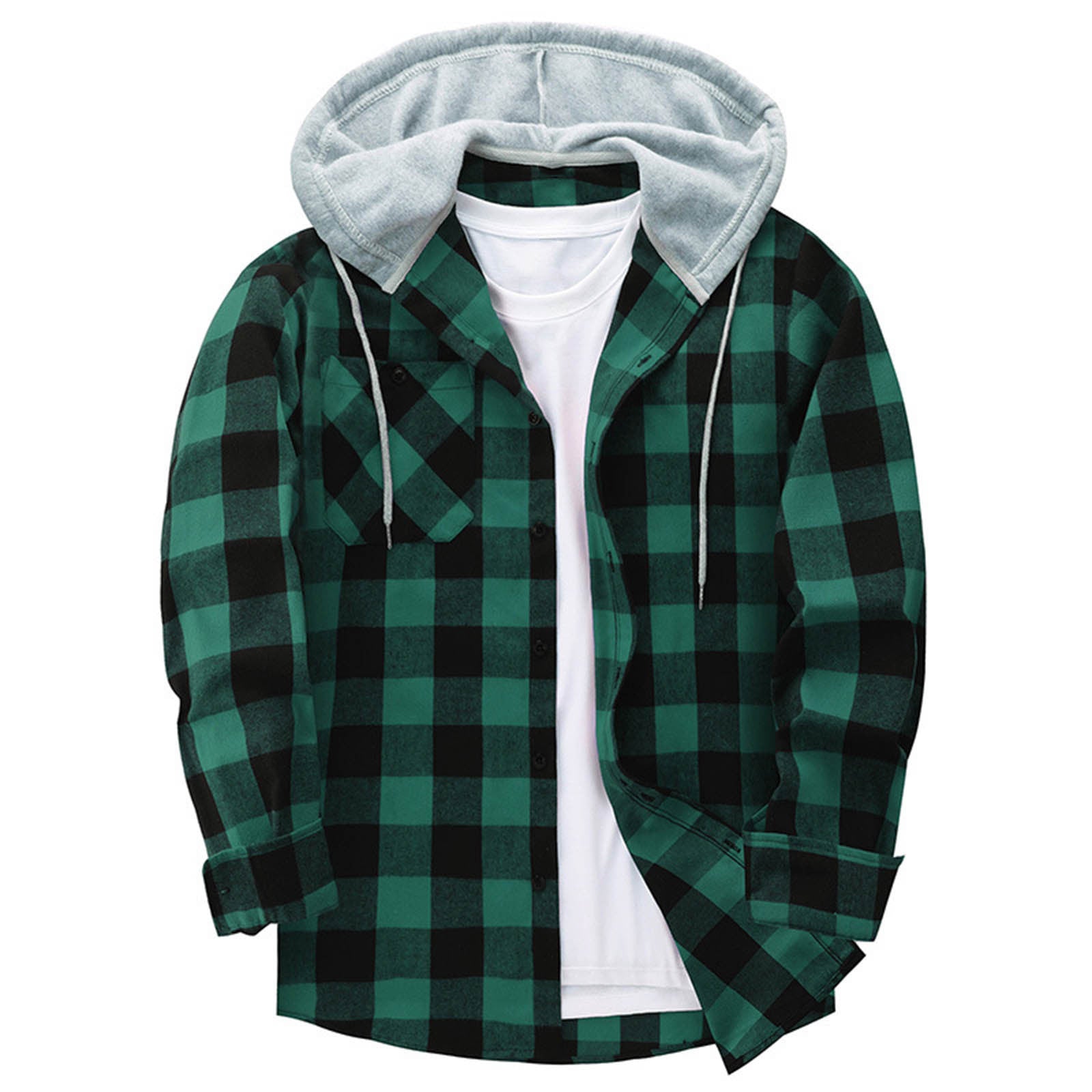 Hooded plaid shirt