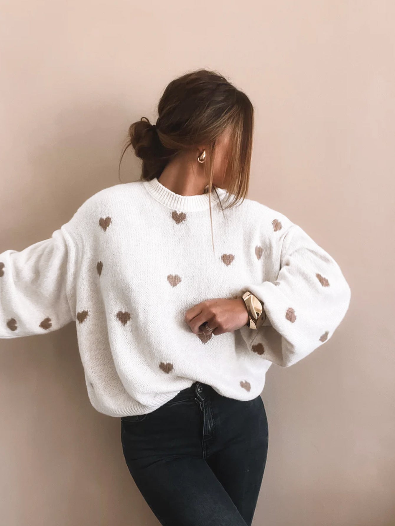 Women's printed crew neck sweater