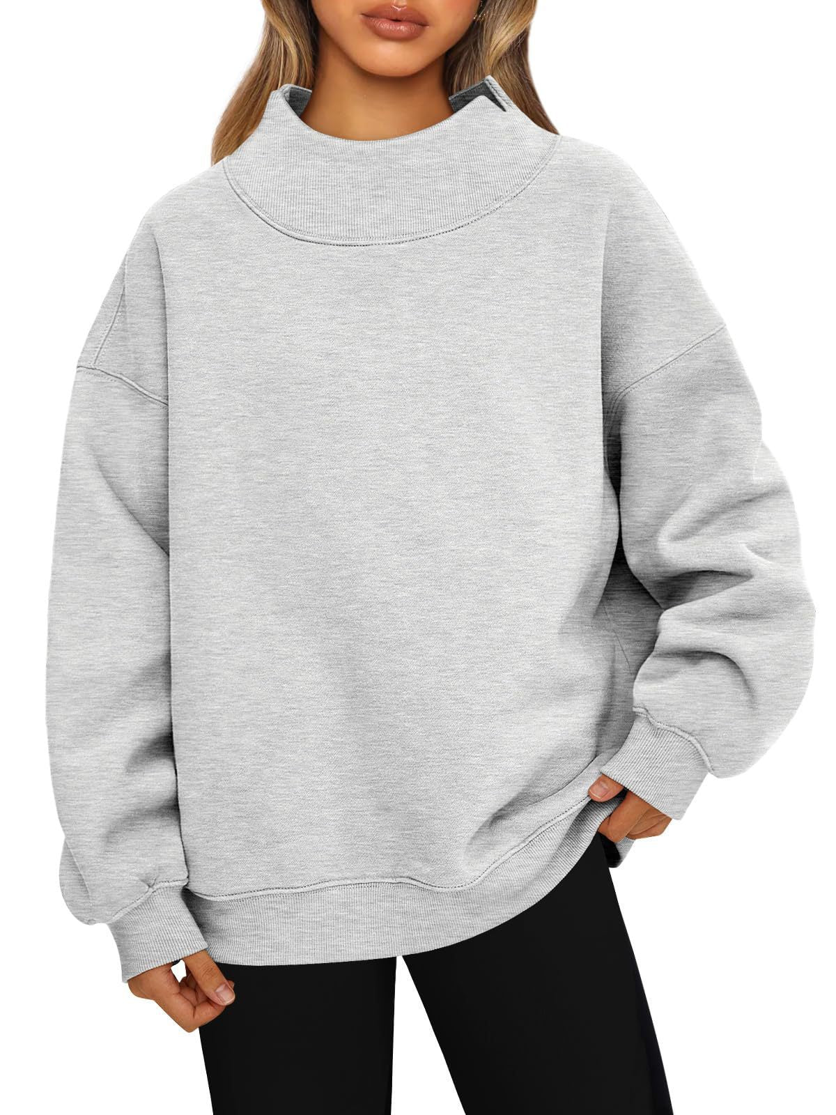 High-neck pullover sweatshirt casual sweatshirt fleece-lined top