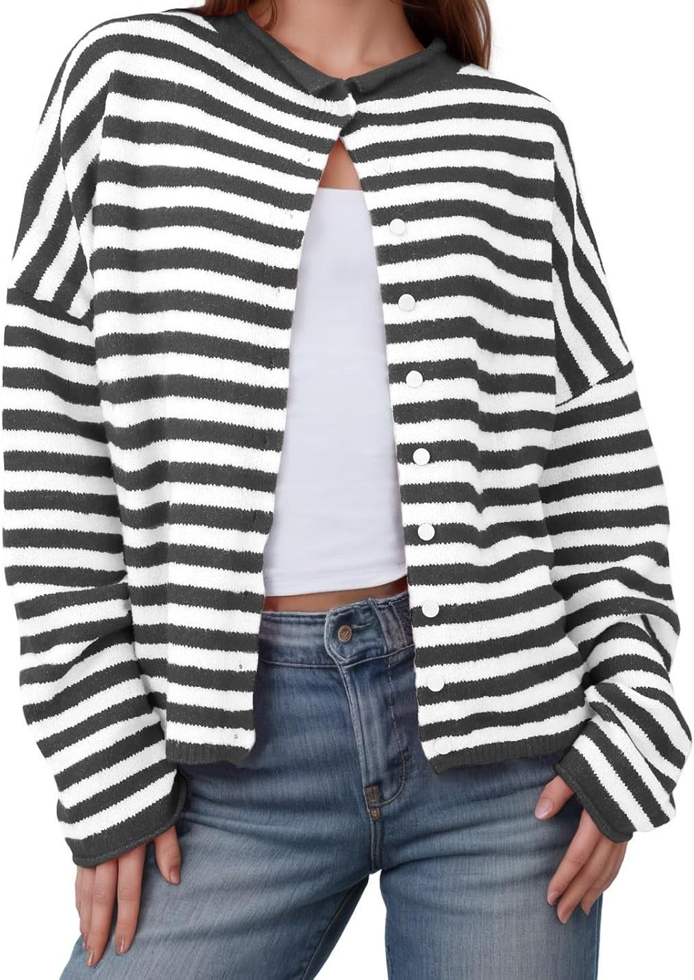 Striped cardigan sweater cardigan