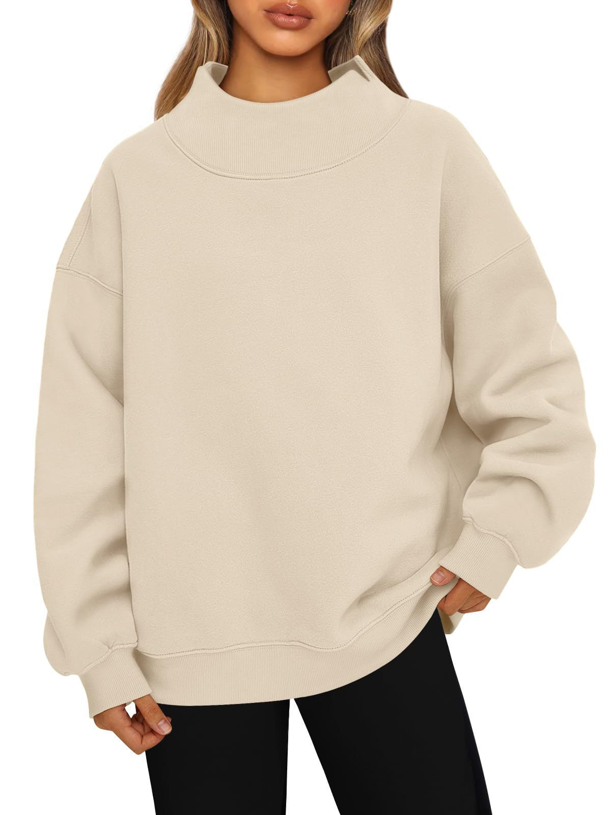 High-neck pullover sweatshirt casual sweatshirt fleece-lined top