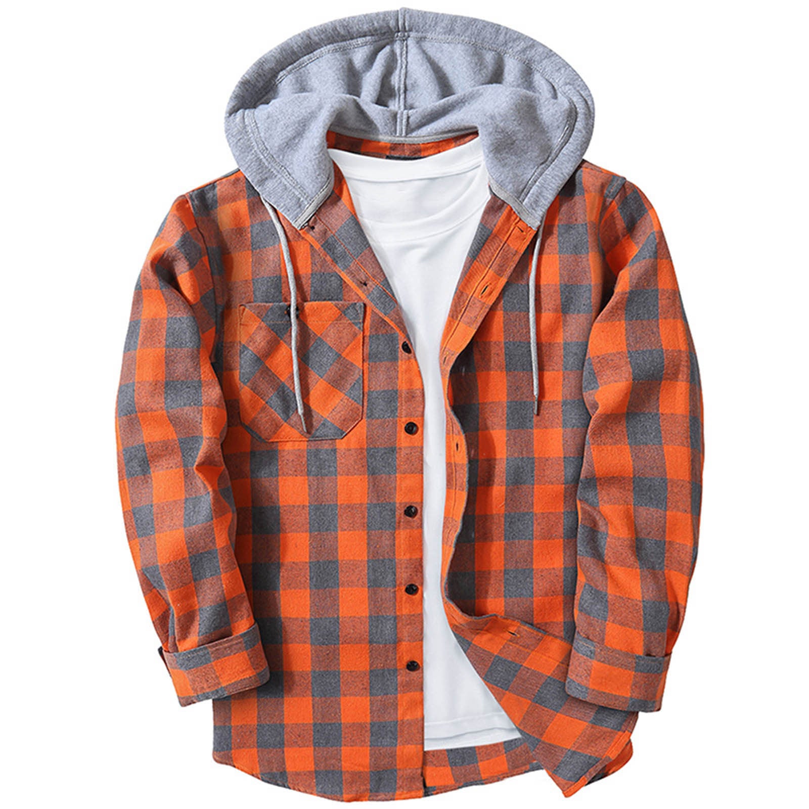 Hooded plaid shirt