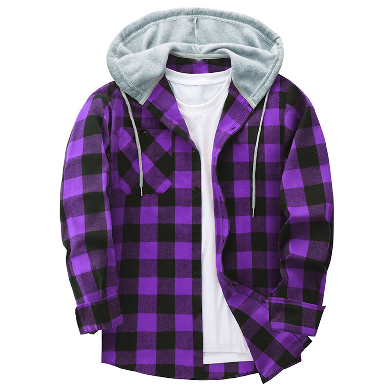 Hooded plaid shirt