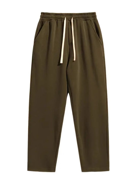 Solid color, high-waisted, slimming design, pockets, straight leg, wide-leg, loose fit pants
