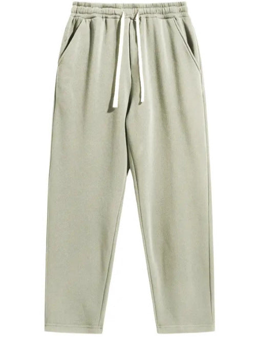Solid color, high-waisted, slimming design, pockets, straight leg, wide-leg, loose fit pants