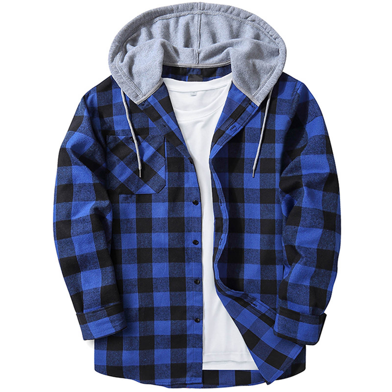 Hooded plaid shirt