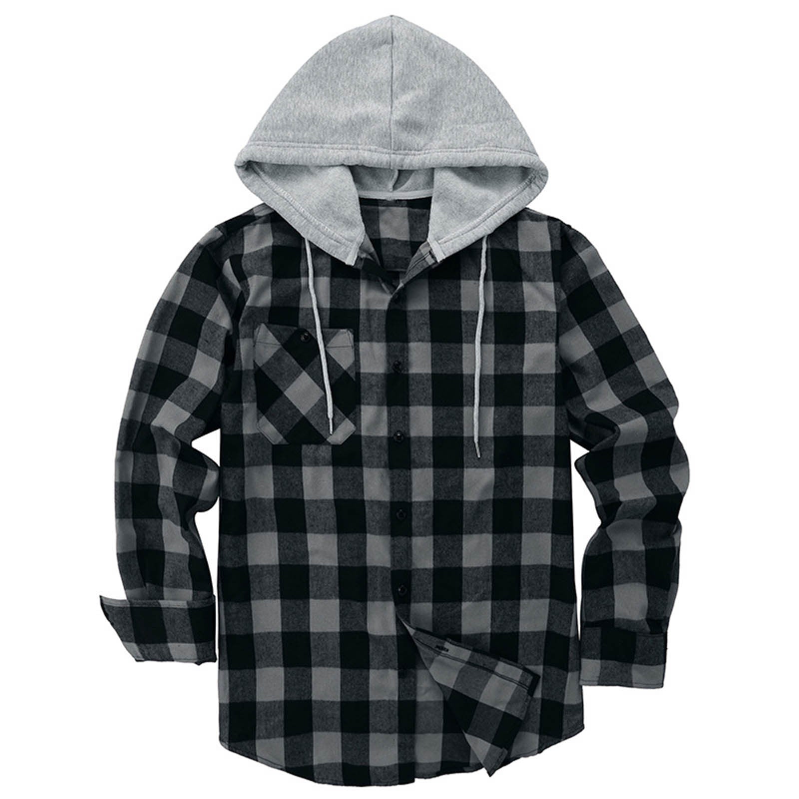 Hooded plaid shirt