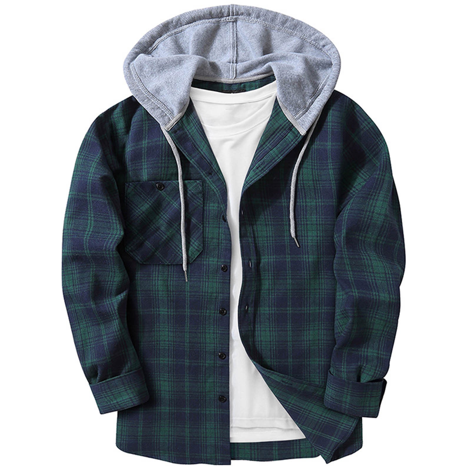 Hooded plaid shirt