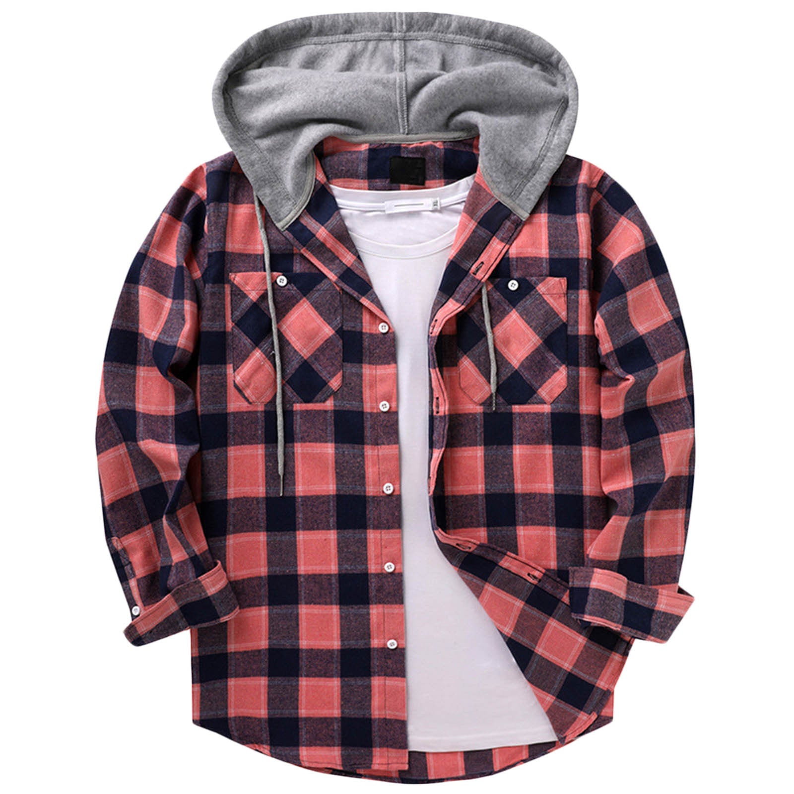 Hooded plaid shirt