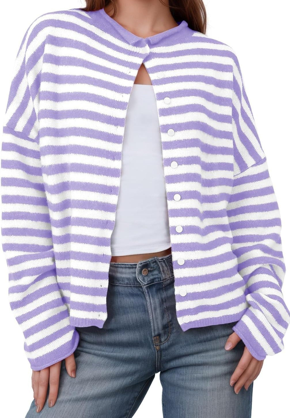 Striped cardigan sweater cardigan