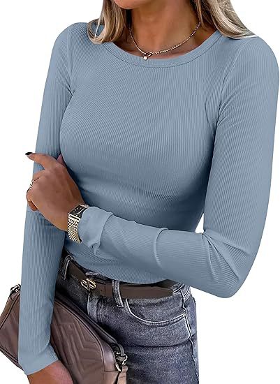 Long-sleeved ribbed hot girl slim fit new top