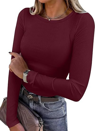 Long-sleeved ribbed hot girl slim fit new top