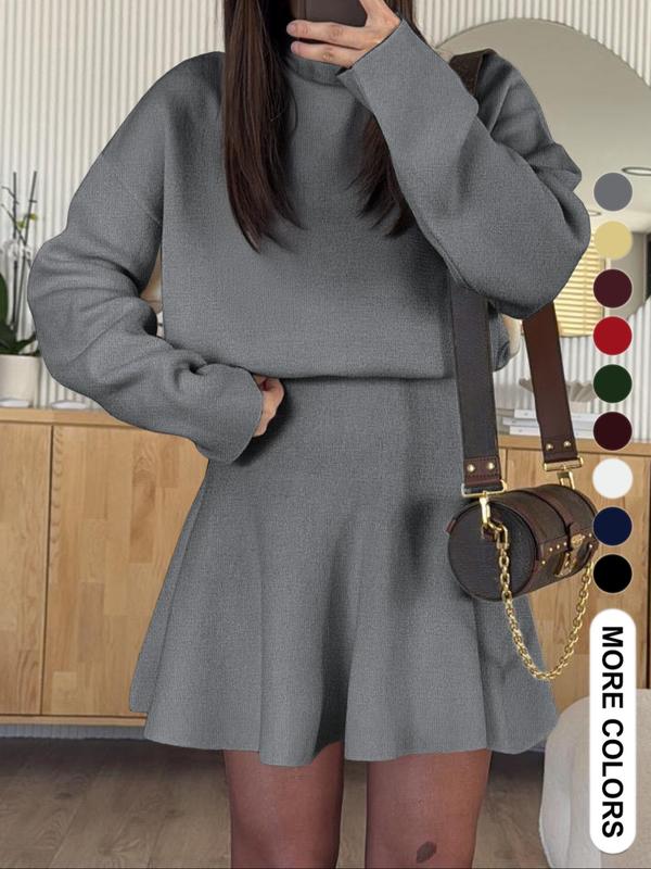 Elegant Knitted Autumn/Winter New European and American Style Two-Piece Set