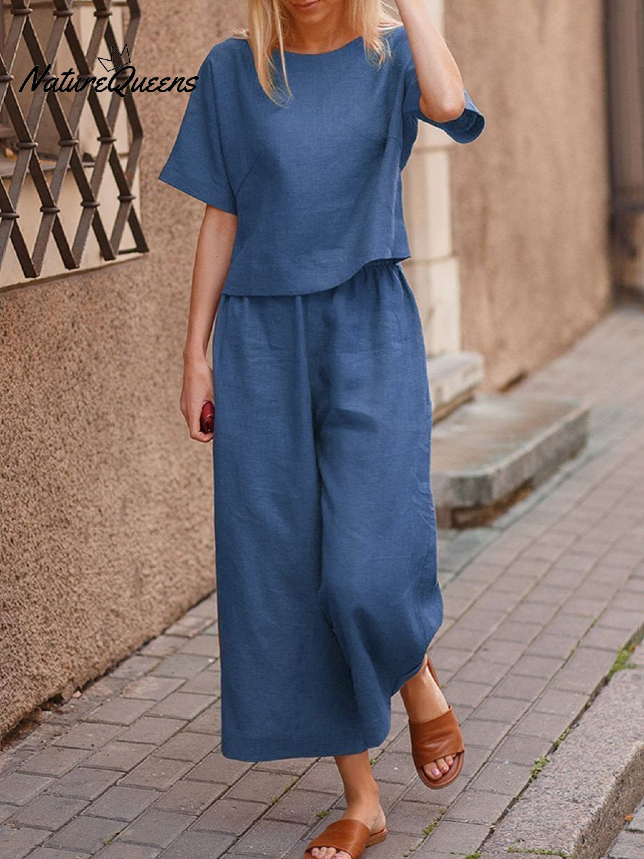 Women's Solid Color Short Sleeve Suit