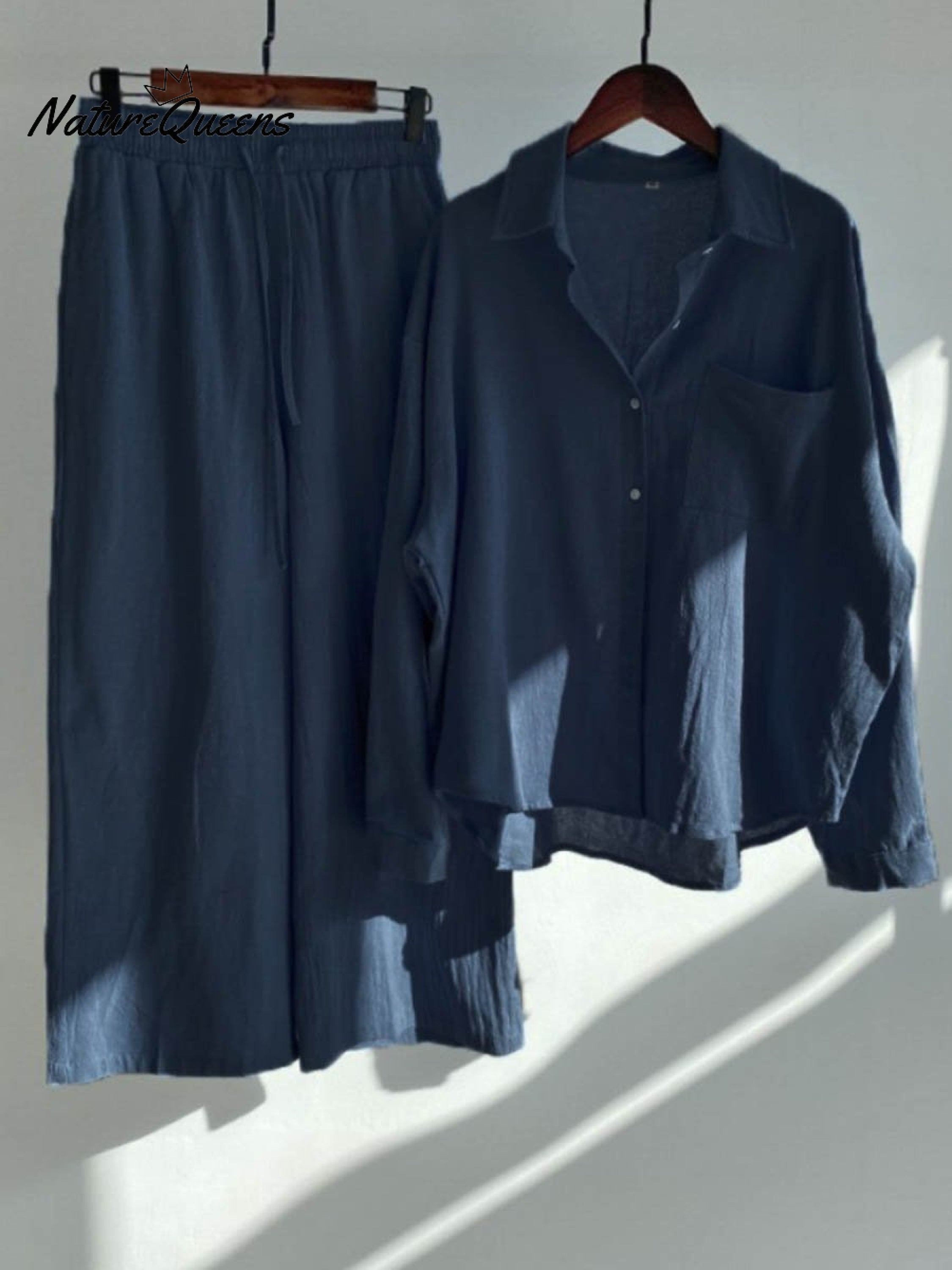 Women's Solid Color Loose Elegant High Waist Casual Cotton And Linen Suit